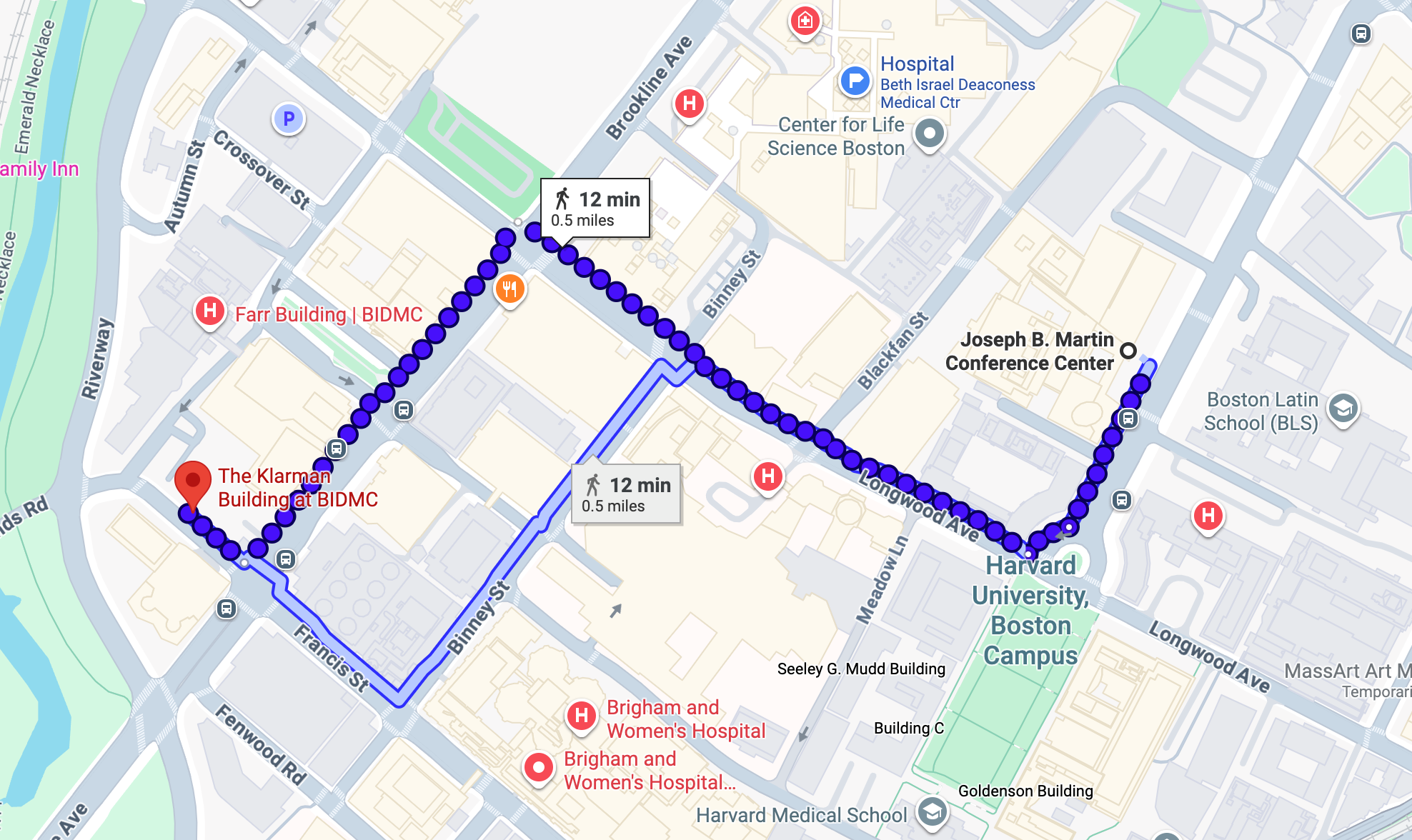 Walking map to Joseph B. Martin Conference Center